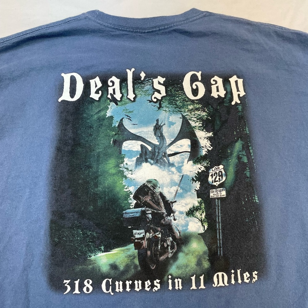 Vintage Harley Davidson Blue Black Deals Gap Graphic Biker Long Sleeve Shirt y2k
